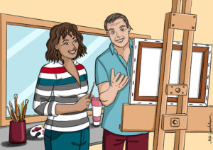Illustration de l'activité peinture adultes -Centre Social de Lunéville-