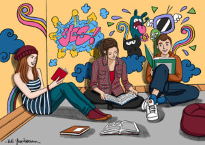 Illustration de l'activité lecture ados -Centre Social de Lunéville-