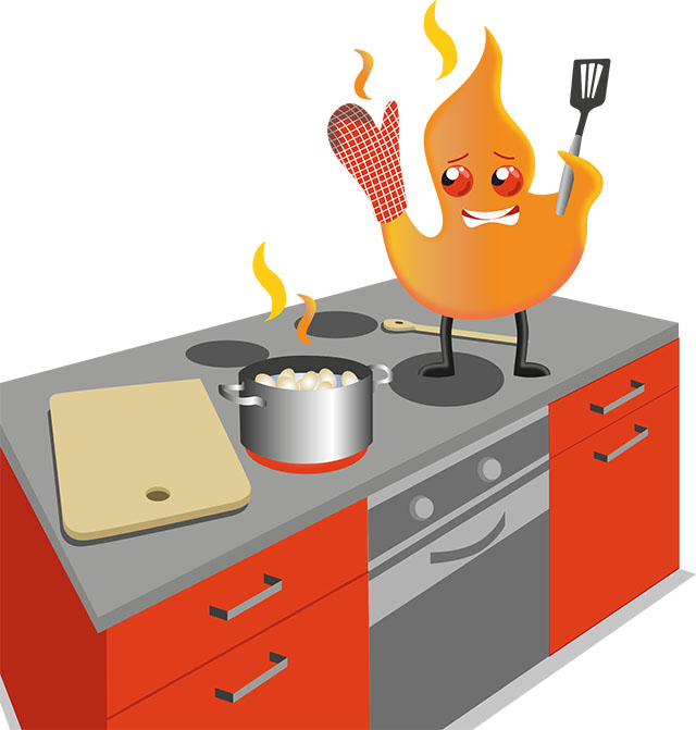 Visuel "cuisine" pour de la prévention incendie -Agence Avance-