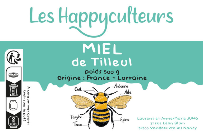 Packaging pour du miel de tilleul-Les Happyculteurs-